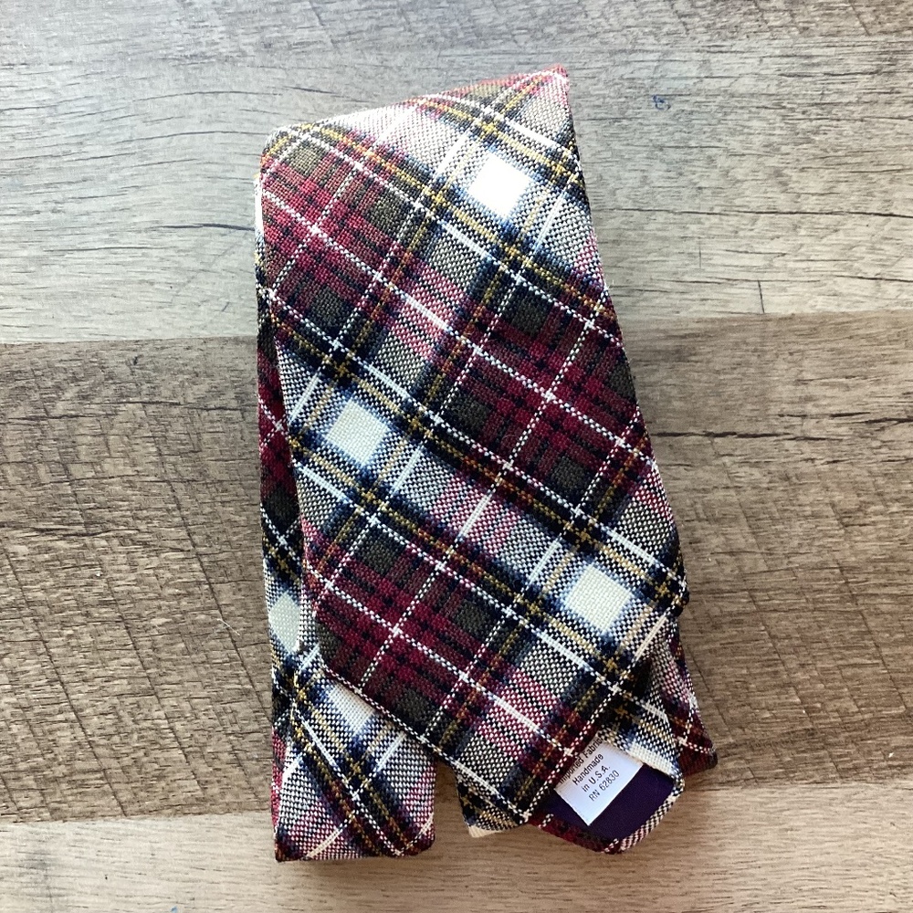 Men's Vintage Land's End 100% Wool Neck Tie Tartan Dress Plaid classic preppy